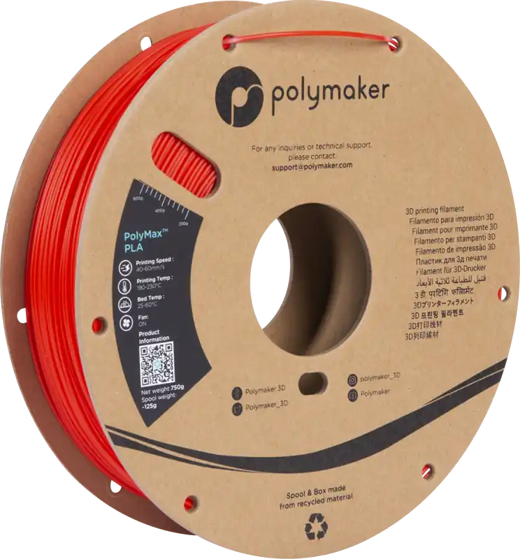 Polymaker PolyMax PLA Red, 1,75 mm (750 g) Super Cena