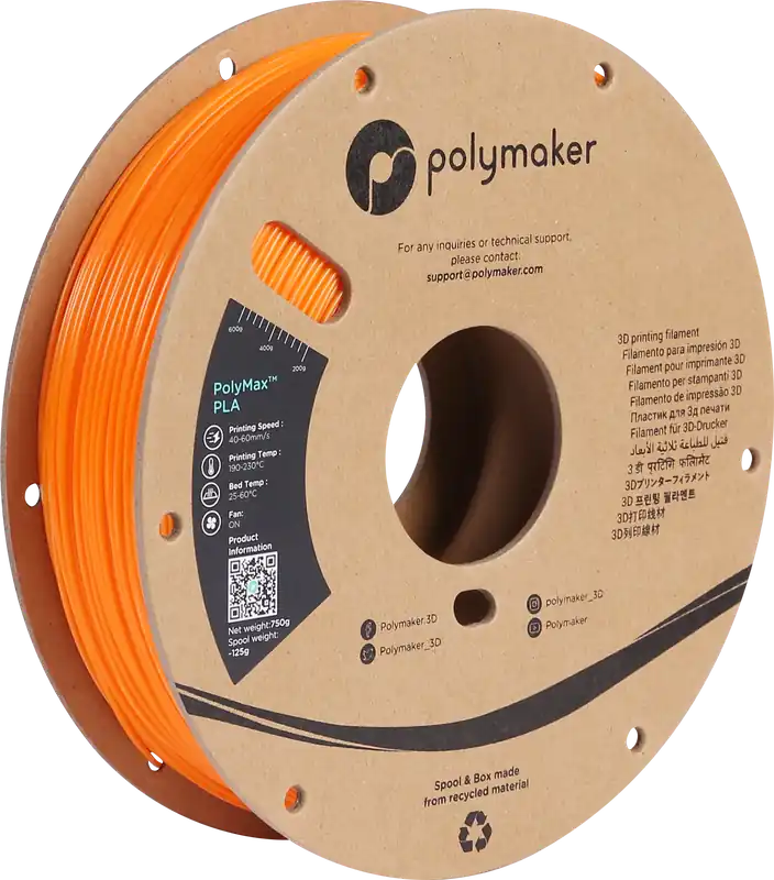 Polymaker PolyMax PLA Orange, 1,75 mm (750 g) Víkendová Akce