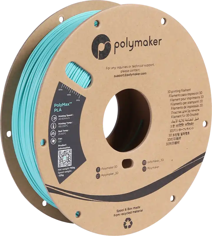 Polymaker PolyMax PLA Turquoise, 1,75 mm (750 g) Aktuální