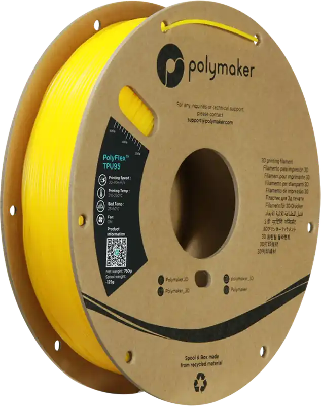 Přímo Od Výrobce Polymaker PolyFlex TPU95 Yellow, 1,75 mm (750 g)