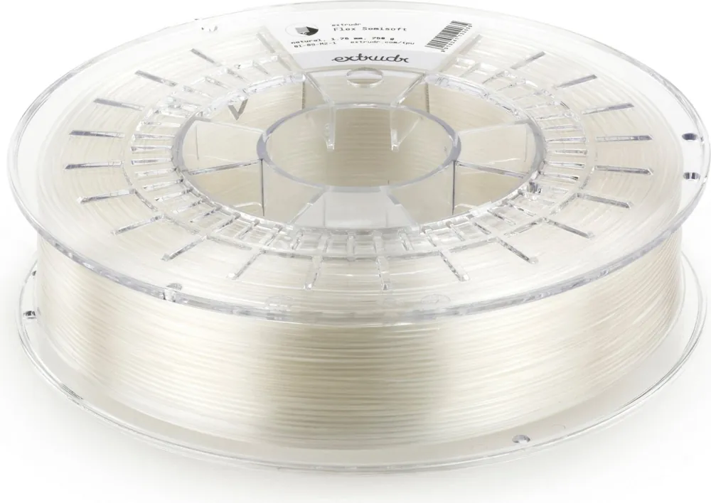 Ověřený Extrudr TPU semi-soft Transparent, 1,75 mm (750 g)