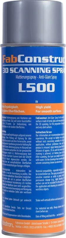 Novinka FabConstruct Matovací sprej L500 pro 3D skenery, 500 ml