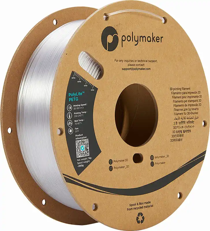 Polymaker PolyLite PETG Transparent, 1,75 mm (1.000 g) Bezpečná Platba