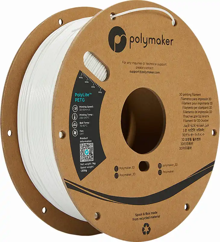 Víkendová Akce Polymaker PolyLite PETG White, 1,75 mm / 1000 g