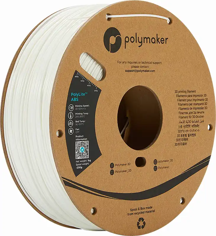 Víkendová Akce Polymaker ABS White, 1,75 mm (1.000 g)