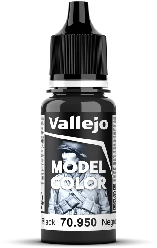 Oblíbený Vallejo Model Color 169 Black (950), 18 ml