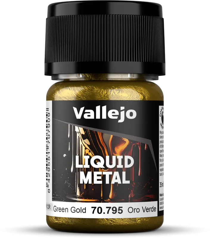 Vallejo Model Color Liquid Metal 216 Grüngold (Green Gold) (795), 35 ml Vysoce Kvalitní