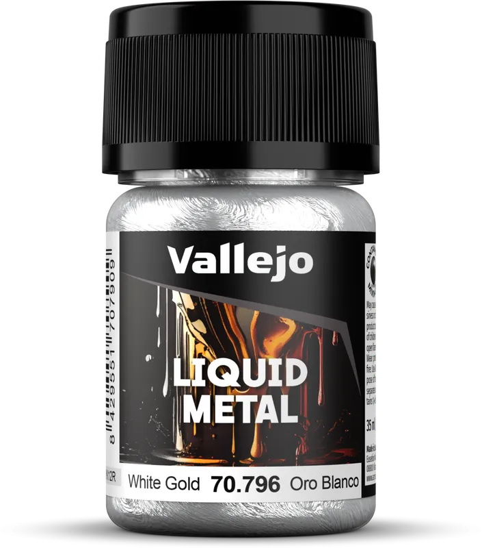 Rychlé Dodání Vallejo Model Color Liquid Metal 217 Weissgold (White Gold) (796), 35 ml