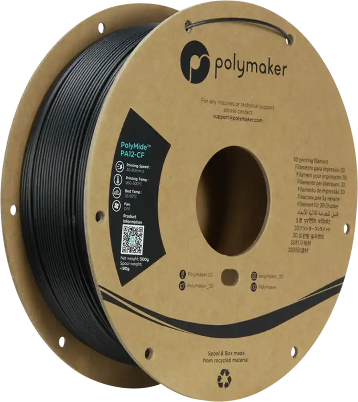 Polymaker Polymide PA12-CF Black, 1,75 mm / 500 g Omezená Nabídka