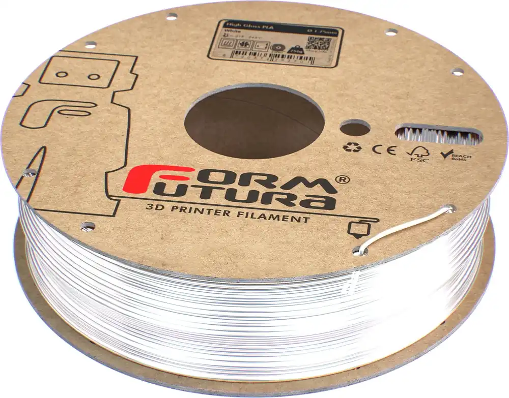 Kup Teď FormFutura High Gloss PLA White, 1,75 mm / 750 g