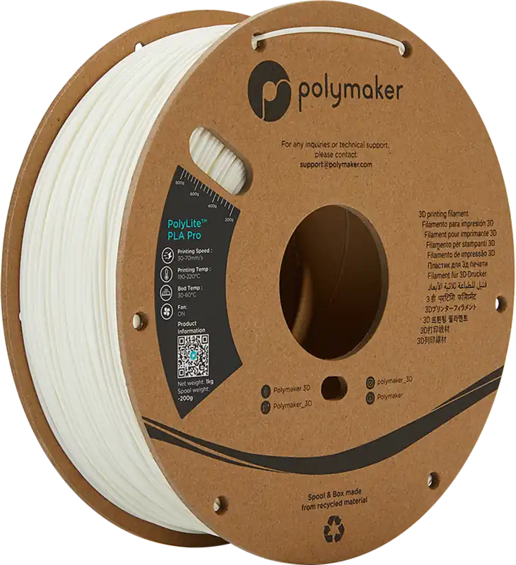 Časově Omezené Polymaker PolyLite PLA PRO White, 1,75 mm (1.000 g)