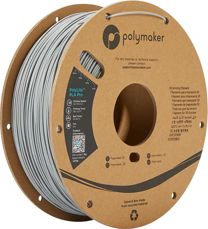 Přímo Od Výrobce Polymaker PolyLite PLA PRO Grey, 1,75 mm (1.000 g)