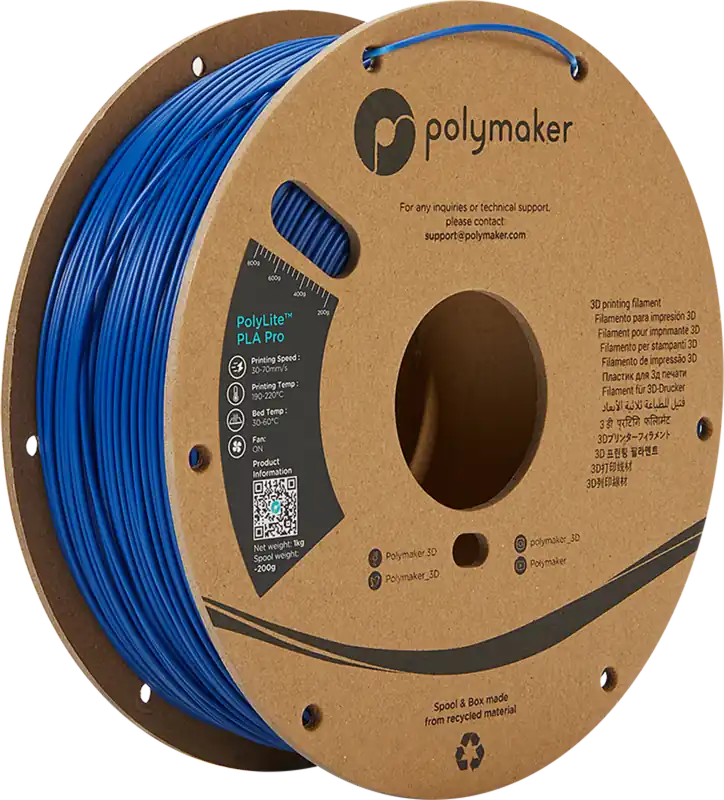 Polymaker PolyLite PLA PRO Blue, 1,75 mm (1.000 g) Levný