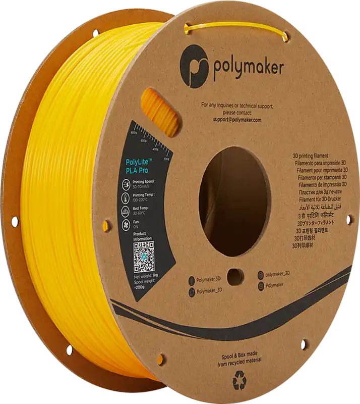 Zlevněný Polymaker PolyLite PLA PRO Yellow, 1,75 mm (1.000 g)