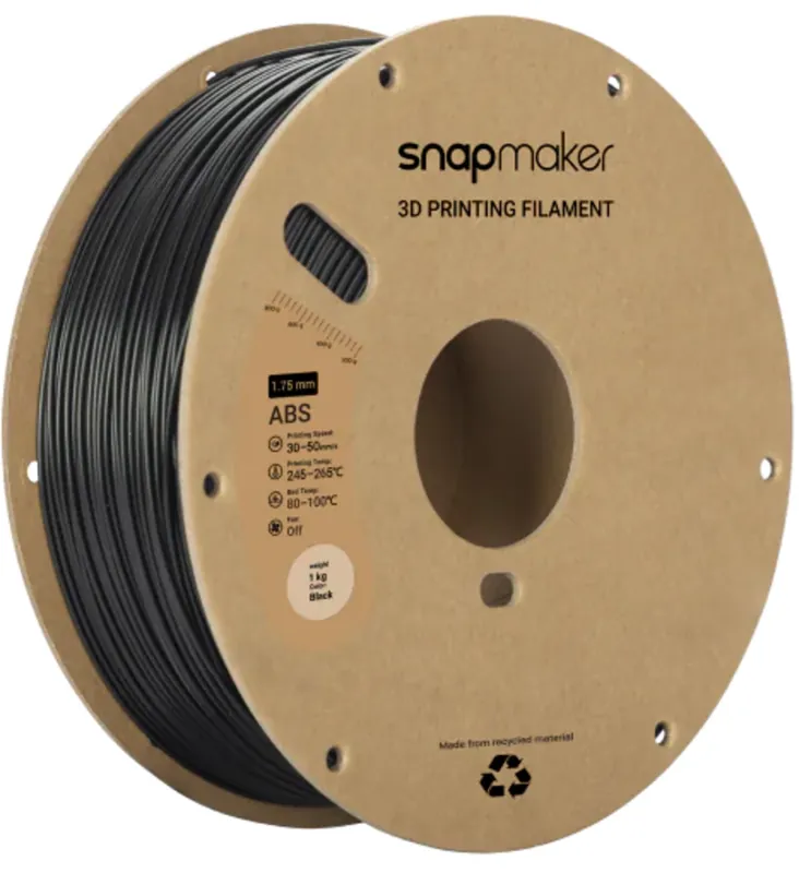 Snapmaker ABS Black, 1,75 mm / 1000 g Expresní Doručení
