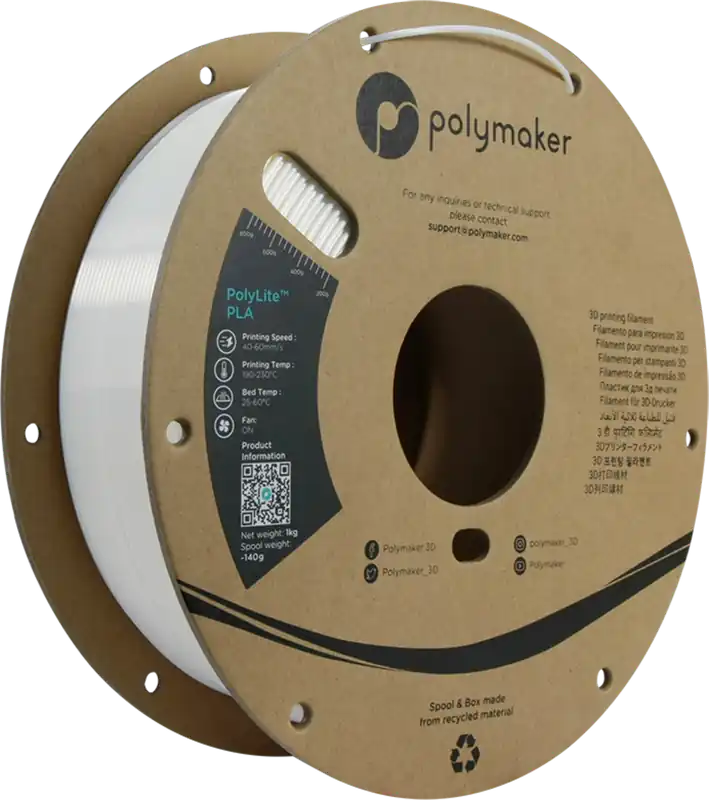 Dokud Zásoby Vydrží Polymaker PolyLite Silk PLA White, 1,75 mm / 1000 g