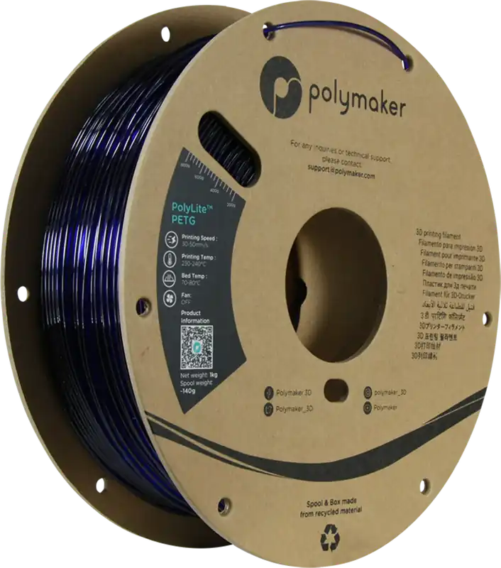 Koupit Online Polymaker PolyLite PETG Translucent Blue, 1,75 mm / 1000 g