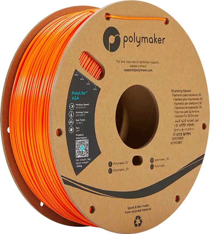 Cenově Výhodný Polymaker ASA Orange, 1,75 mm / 1000 g
