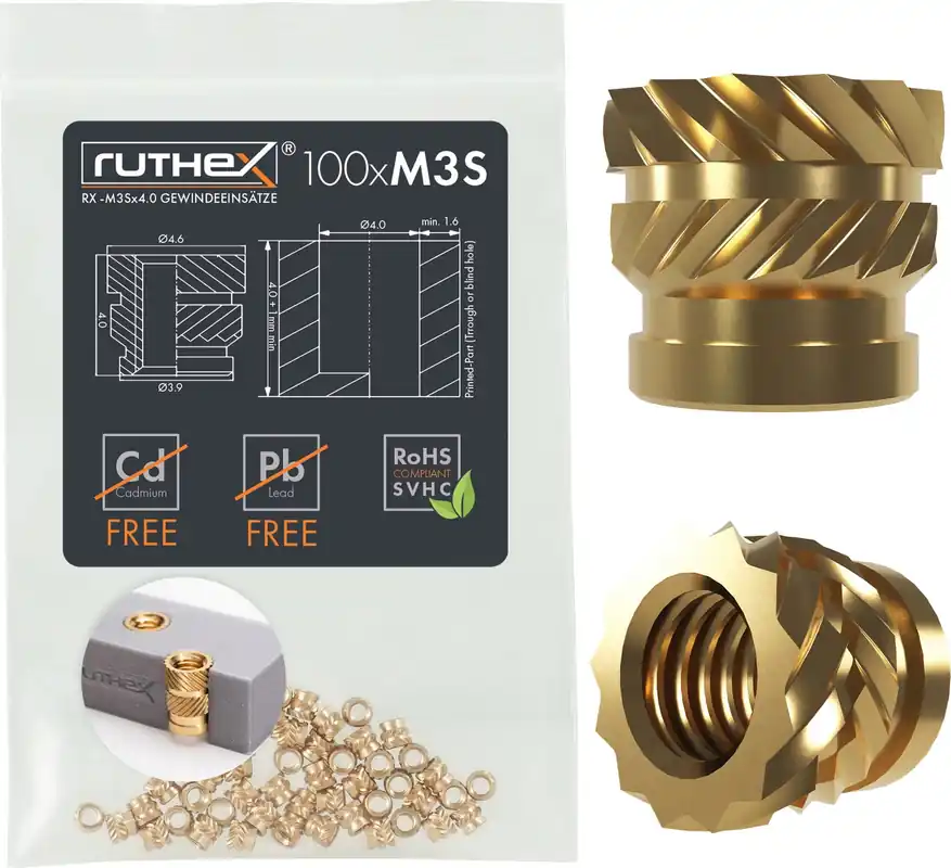 ruthex Závitové vložky M3S (100 ks), M3S x 4,0 Koupit Online