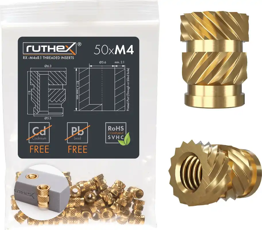 ruthex Závitové vložky M4 (50 ks), M4 x 8,1 Pouze Dnes