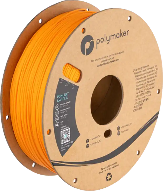 Poslední Šance Polymaker PolyLite LW-PLA Bright Orange, 1,75 mm / 800 g