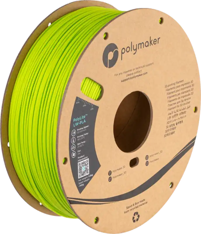 Polymaker PolyLite LW-PLA Bright Green, 1,75 mm / 800 g Přímo Od Výrobce