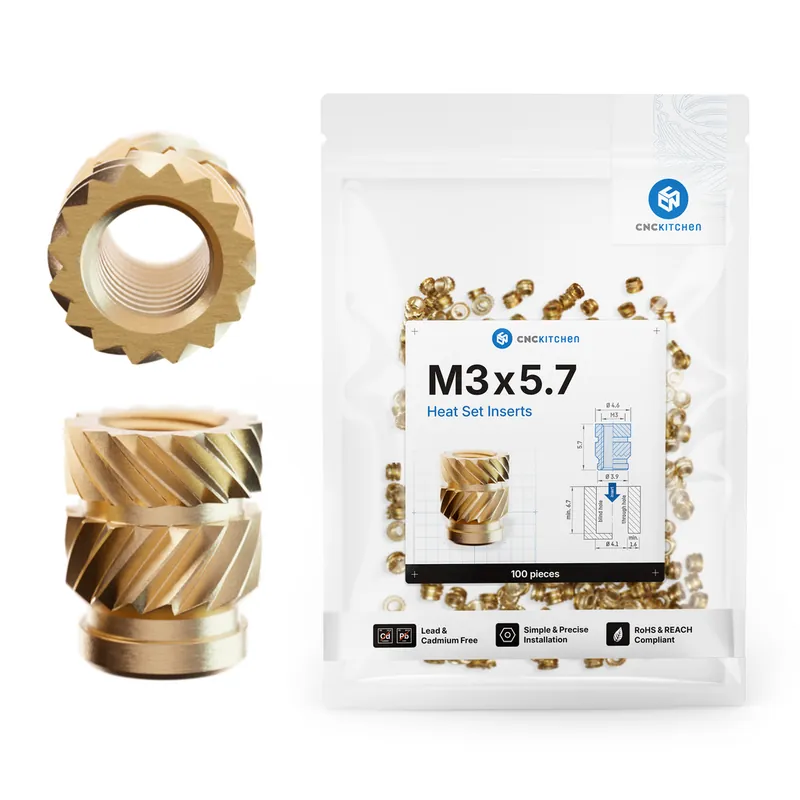 Vysoce Kvalitní CNC Kitchen Závitové vložky M3 Standard, M3x5,7 (100 ks)