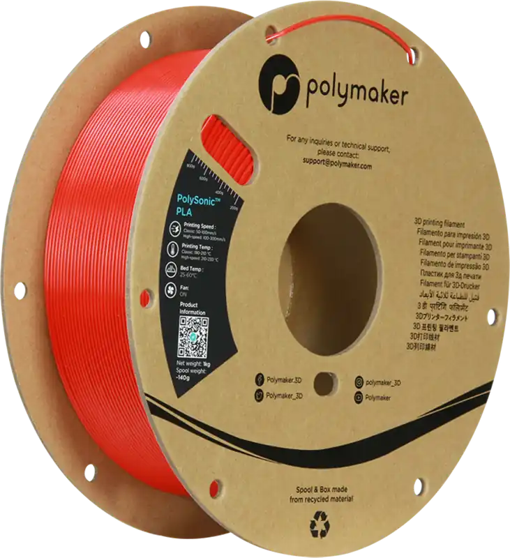 Top Prodej Polymaker PolySonic PLA Red, 1,75 mm / 1000 g