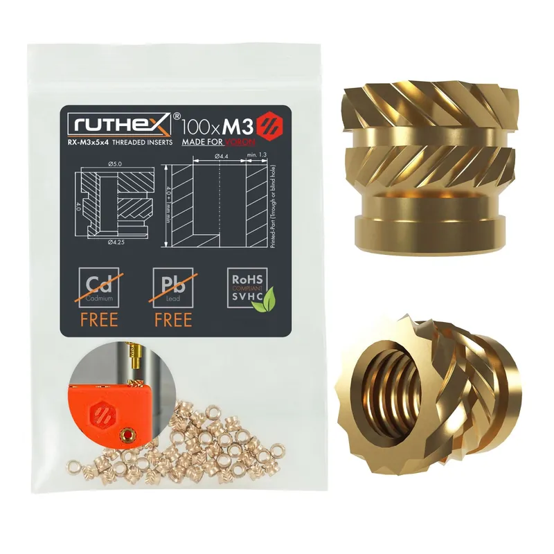 Top Prodej ruthex Závitové vložky M3 Voron (100 ks), M3x5x4