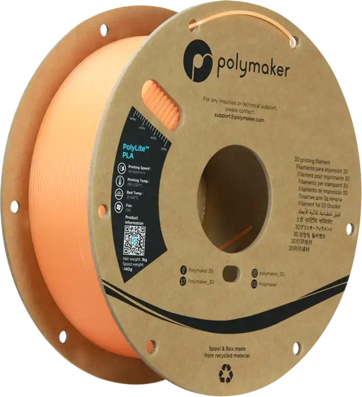Přímo Od Výrobce Polymaker PolyLite Luminous PLA Orange, 1,75 mm / 1000 g
