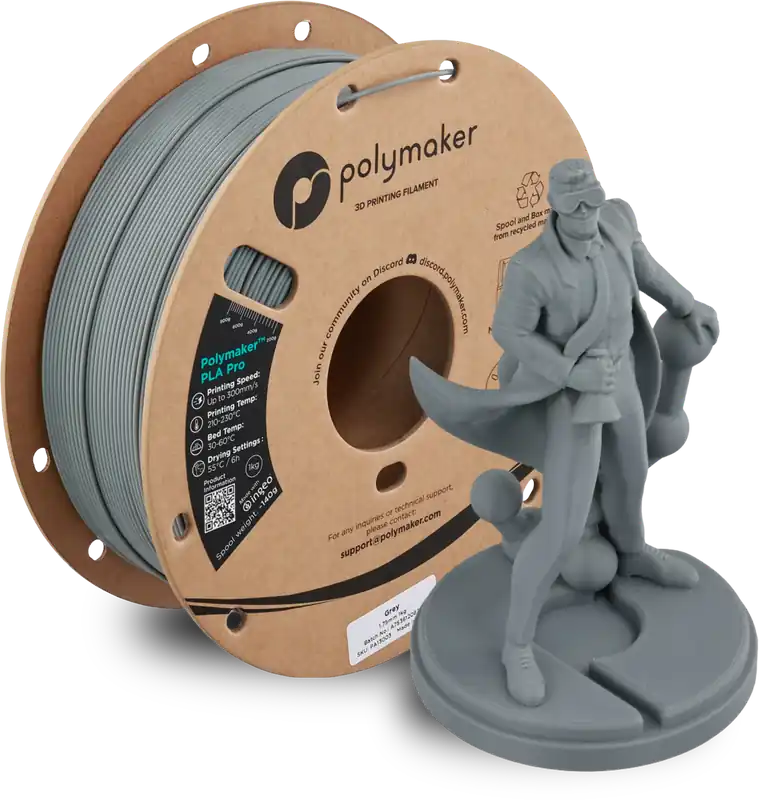Nejprodávanější Polymaker PLA Pro Grey, 1,75 mm / 1000 g