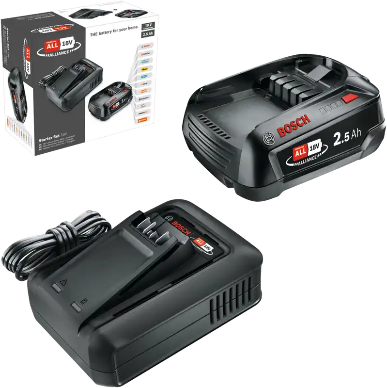 Časově Omezené Bosch Home & Garden 18V Aku startovací sada vč. nabíječky, 1 x 2,5Ah