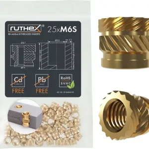 Finální Výprodej ruthex Závitové vložky M6S (25 ks), M6x6,8 (25 ks)