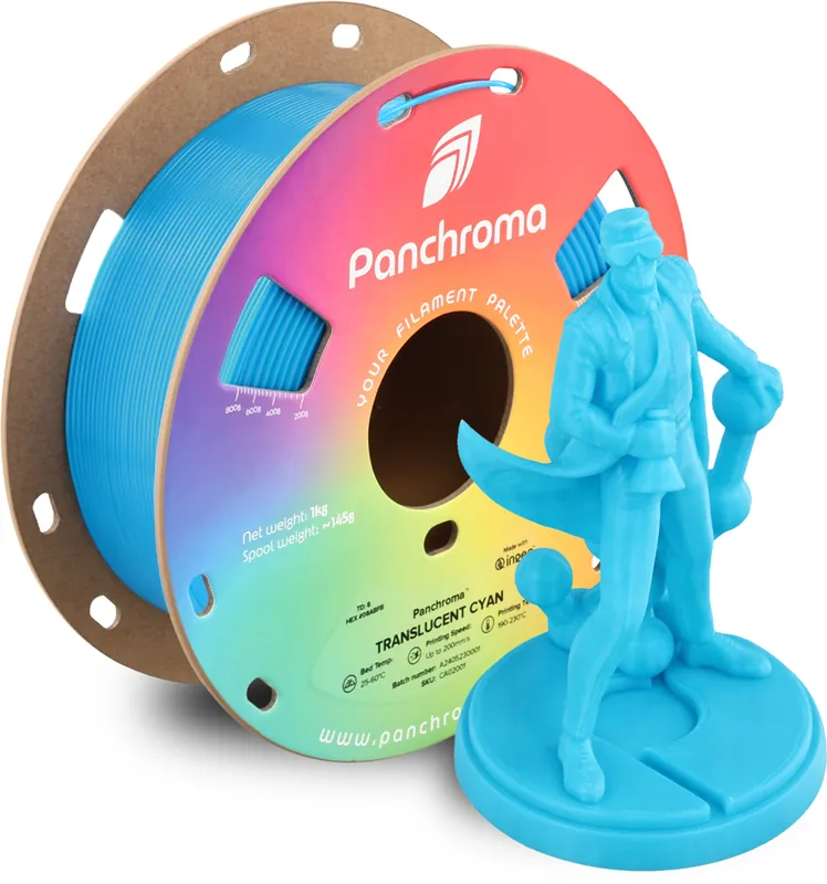 Akční Nabídka Polymaker Panchroma™ PLA Translucent Cyan, 1,75 mm / 1000 g