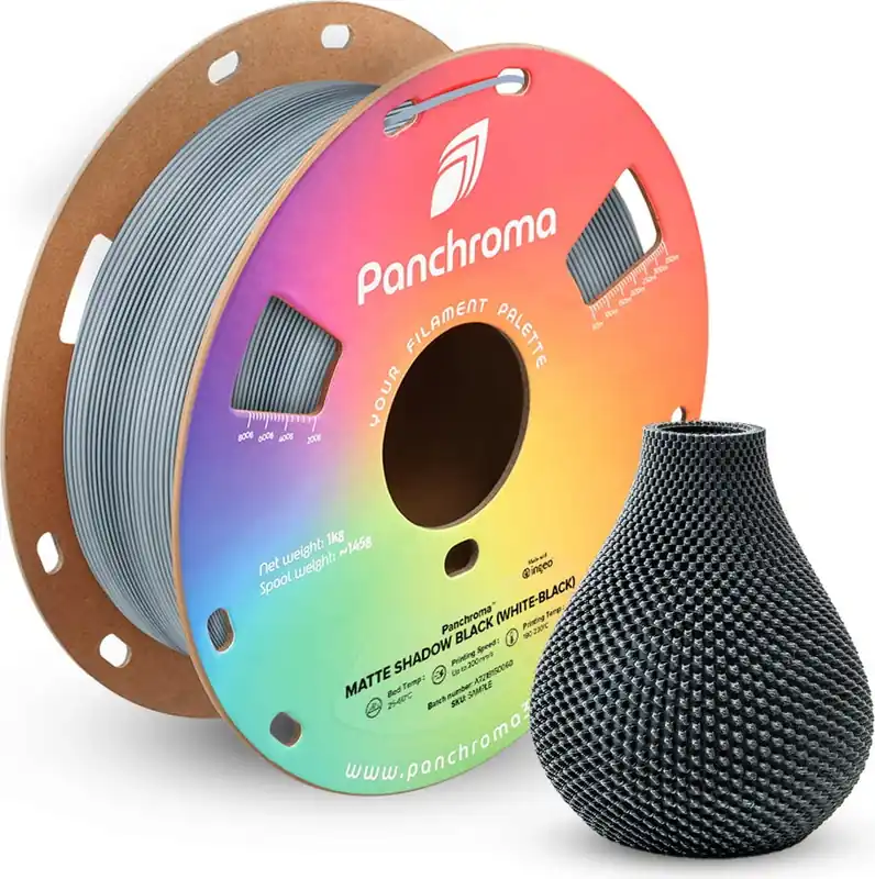Nejlepší Volba Polymaker Panchroma™ PLA Dual Matte Shadow Black (White-Black), 1,75 mm / 1000 g