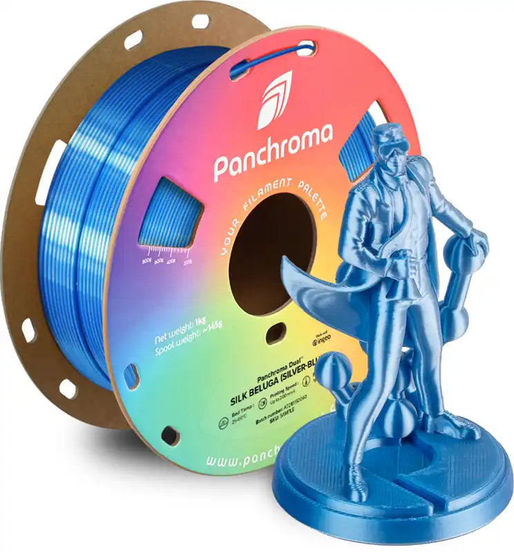 Horká Nabídka Polymaker Panchroma™ PLA Dual Silk Beluga (Silver-Blue), 1,75 mm / 1000 g